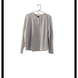 GAP Beige Waffle Knit Long Sleeve Henley Top Plus Size XXL